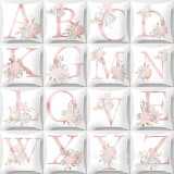 4PCS Home Cotton Decorative Letter A-Z Throw Pillow Case Cushion Covers For Sofa Couch Bed Chair