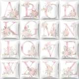 4PCS Home Cotton Decorative Letter A-Z Throw Pillow Case Cushion Covers For Sofa Couch Bed Chair