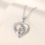 Love Heart Mom Necklace 925 Sterling Silver Necklaces Birthday Mother's Day Jewelry Gift for Women