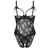 Women's Sling Lace Flowers Transparent Sexy Underwear Open Bowknot Bodysuit