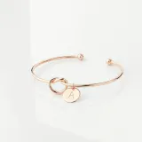 2PCS Pendant Necklace and Bracelet Plated Disc Double Side Engraved A-Z Letter Jewelry Gift for Women