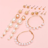 Triangular Small Heart Earrings Imitation Pearls Stud Earrings