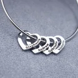 Hollow Out Heart Butterfly Button Bracelet with Name Engraved Custom Gift For Mom Friends