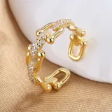 Hollow Out Gold Diamond Opening Adjustable Irregular Ring Gifts
