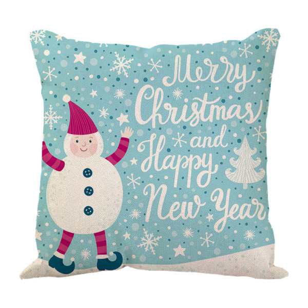 Green Linen Home Decoration Christmas Snowman Pillow Sofa Pillowcase