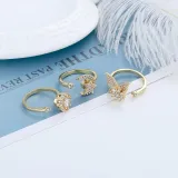 Jewelry Butterfly Star Spinner Rings for Anxiety Full Diamond Adjustable