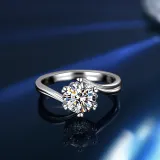 Silver Necklace Earrings Ring Six Claw Diamond Set With Gift Box