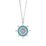 Zircon Rudder Anchor Sterling Silver Lover In Navigate Pendant Chain Jewelry Necklace