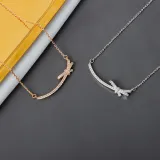 Full Drill Smile Diamond Pendant Chain Jewelry Necklace