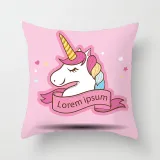 4PCS Home Cotton Decorative Cartoon Unicorn Throw Pillow Case Cushion Covers For Sofa Couch Bed Chair