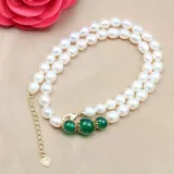 Pearl Jewelry for Women Girls Drop Freshwater Pearl Bracelet and Necklace Earrings Set With Box