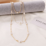 Multilayer Pearl Necklace Jewelry Necklace and Earrings 2PCS Set Mom Gift For Mother's Day