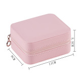 Rectangle Zipper Type PU Leather Jewelry Box For Girls and Women