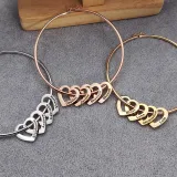Hollow Out Heart Butterfly Button Bracelet with Name Engraved Custom Gift For Mom Friends