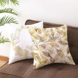 4PCS Home Cotton Decorative Gold Leaves Throw Pillow Case Cushion Covers For Sofa Couch Bed Chair
