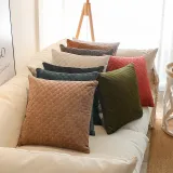 Soft Luxury Velvet Modern Quilted Cushion Covers for Sofa Couch Living Room Bedroom