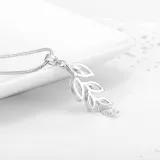 2PCS Leaf Diamond Earring Necklace Jewelry Set Crystal Gift For Women Girls