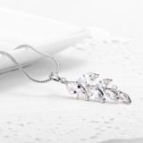 2PCS Leaf Diamond Earring Necklace Jewelry Set Crystal Gift For Women Girls