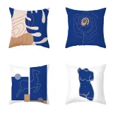 4PCS Home Cotton Decorative Abstract Pattern Throw Pillow Case Cushion Covers For Sofa Couch Bed Chair