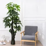Artificial Plant Potted Pachira Macrocarpa Tree Green Plant Bonsai Decoration