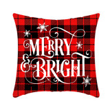 Home Decoration Christmas Letter Pillow Cover Red Plaids Pillowcase