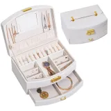 Two Layer Multi-function Drawer Jewelry Box with Mirror For Girls and Women