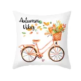 Maple Leaf Bicycle Print Thanksgiving Pillowcase Peach Skin Pillowcase