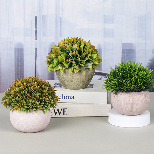 Artificial Short Needle Grass Potted Plant Combination Mini Pulp Basin Desktop Decoration