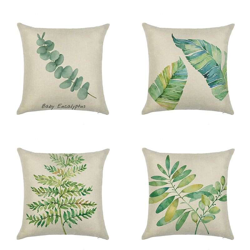 4PCS Pteridium Aquilinum Plant Home Cotton Decorative Throw Pillow Case Cushion Covers