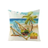 4PCS Home Cotton Decorative Hello Summer Throw Pillow Case Cushion Covers For Sofa Couch Bed Chair