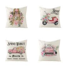 4PCS Home Cotton Decorative Throw Pillow Case Flower Car Pattern Cushion Covers For Sofa Couch Bed Chair