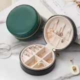 Circular Zipper Type PU Leather Jewelry Box For Girls and Women