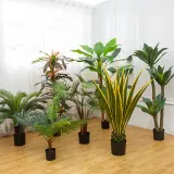 Artificial Plant Potted Yellow Edge Agave Green Plant Bonsai Decoration