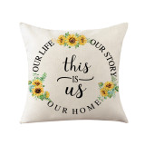 4PCS Home Cotton Decorative Sunflower Plaids Throw Pillow Case Cushion Covers For Sofa Couch Bed Chair