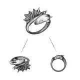 Silver Pterosaur Punk Adjustable Stackable Finger Rings