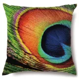 4PCS Home Cotton Decorative Peacock Pattern Throw Pillow Case Cushion Covers For Sofa Couch Bed Chair