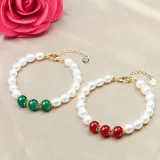 Pearl Jewelry for Women Girls Drop Freshwater Pearl Bracelet and Necklace Earrings Set With Box