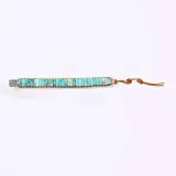 Handmade Bohemian Natural Stones Sunflower Button Adjustable Leather Bracelet for Women and Girls