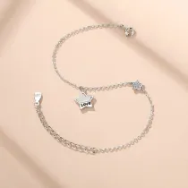 Rose Gold Silver Stars Love Zircon Diamond Chain Jewelry Bracelet