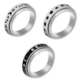 Anxiety Stainless Steel Spinner Ring Anti Anxiety Moon Star Cool Stress Relieveing Rings