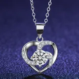 Sterling Silver Zircon White Diamond Love Windmill Clavicle Pendant Chain Jewelry Necklace