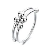 Silver Adjustable Anti Anxiety Beaded Spinner Rings Stacking Spinning Worry Ring