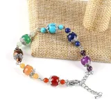 Healing Extension Seven Chakra Chain Silver Lotus Spacer Handmade Bracelet