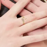 Gold Dolphin Bead Diamond Opening Adjustable Irregular Ring Gifts