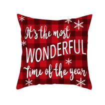 Home Decoration Red Plaid Christmas Pillowcase Cotton Pillow Cover
