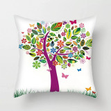 3PCS Home Cotton Decorative Colorful Tree Throw Pillow Case Cushion Covers For Sofa Couch Bed Chair