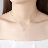 Sterling Silver Zircon Diamonds Dolphin Love Animal Clavicle Pendant Chain Jewelry Necklace