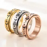 Star and Moon Stainless Steel Ring for Fidget Ring Anxiety Stress Relief