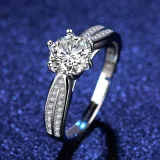 Silver Couple Rings Diamond Eternity Engagement Wedding Band With Gift Box