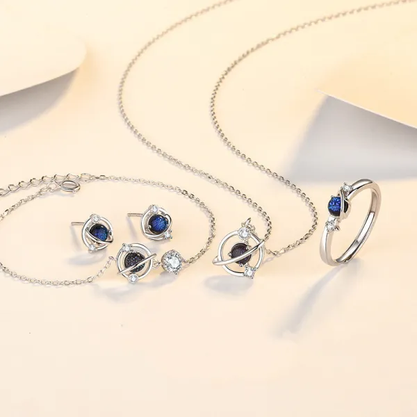 Silver Zircon Diamond Dream Planet Pendant Chain Jewelry Bracelet Earrings Necklaces Rings Jewelry Sets